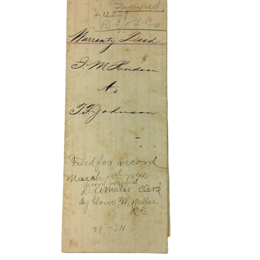 Real Estate 1894 Property Deed Marion County Florida u Raised Seal Post Civil Wa